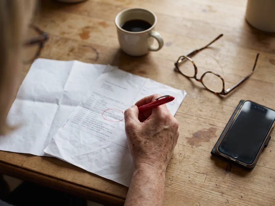 Adult circling a recurring identity protection charge on a monthly bank statement